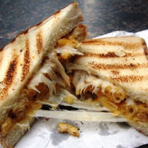 Two Grilled Macaroni and Cheese Sandwich Slices