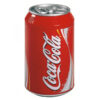 A Red Color Coco Cola Tin Can in White Background
